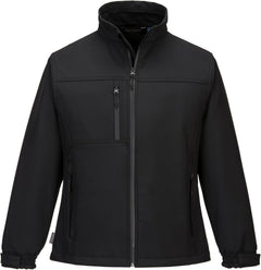 TK41 Womens Softshell Jacket Windproof Water Resistant 3 Layer Fleece Lined Design, Black, L