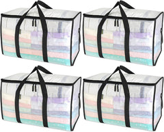 8-Pack Oversized Moving Bags with Reinforced Handles, Heavy-Duty Storage Tote for Clothes, Moving Supplies (Black, 8-Pack)