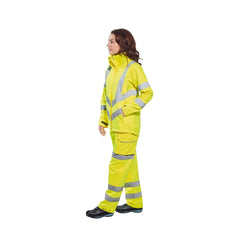 LW70 Women'S Hi Vis Waterproof Rain Jacket - Reflective Safety Workwear Jacket with Pockets and Hood Yellow, Medium