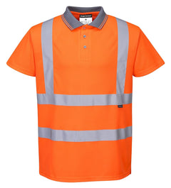 RT22 Men'S Hi Vis Polo Shirt - High Visibility Reflective Safety Short Sleeve Work Shirt Class 2 Orange Tall, X-Large