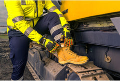 A721 anti Impact Safety Work Gloves - Lightweight Nitrile Grip Impact Reducing Protective Work Gloves Yellow/Orange