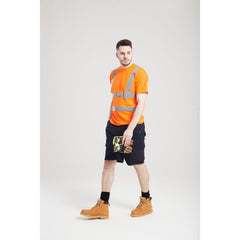 Hi-Vis T-Shirt RIS Viz Visibility Reflective Safety Work Wear Top ANSI 2, Large Orange