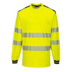 T185 PW3 Hi-Vis Long Sleeve Safety T-Shirt Yellow/Black, Large