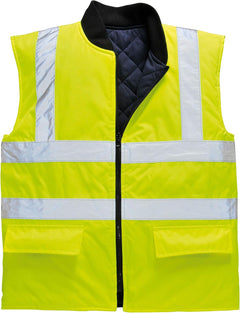 Hi-Vis Bodywarmer Viz Vest Top Work Wear Sleevless Gilet Safety Waistcoat ANSI 2, Yellow, Medium