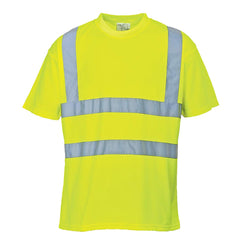 Hi-Vis T Shirt Viz Visibility Reflective Safety Work Wear Top ANSI 2, Medium Yellow