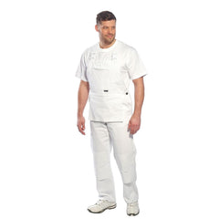 S810 Bolton White Cotton Painters Bib Overalls with Knee Pad Pockets, X Small