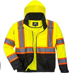 Hi-Vis Contrast Tape Bomber Viz Insulated Safety Visability Work Wear Rain ANSI 3