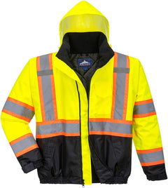 Hi-Vis Contrast Tape Bomber Viz Insulated Safety Visability Work Wear Rain ANSI 3