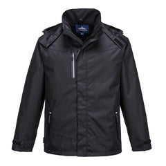Outcoach Jacket Work Safety Protective Reflective Waterproof Coat, Medium Black