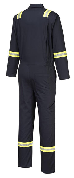 F129 Men'S Cotton Work Coveralls Iona Xtra Reflective Coveralls Workwear Overalls 100% Cotton Navy, 3X-Large