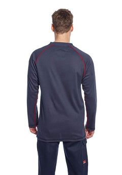 FR01 Mens Flame Resistant Bizflame Long Sleeved Crew Neck T Shirt ASTM, Navy, XXL
