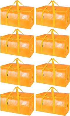 8-Pack Oversized Moving Bags with Reinforced Handles, Heavy-Duty Storage Tote for Clothes, Moving Supplies (Black, 8-Pack)