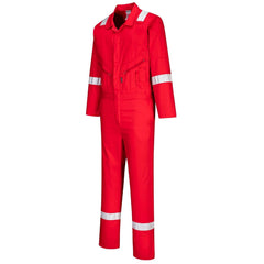 C814 Iona Cotton Heavy Duty Work Overalls with Reflective Safety Tape, Red, Small