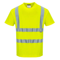 S170 Short Sleeve Cotton Safety Work T Shirt in Reflective Hivis ANSI, Yellow, Medium