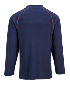 FR01 Mens Flame Resistant Bizflame Long Sleeved Crew Neck T Shirt ASTM, Navy, XXL