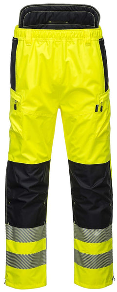 PW342 Men'S PW3 Hi Vis Waterproof Safety Rain Pants, Lightweight and Flexible Workwear Yellow/Black, X-Large