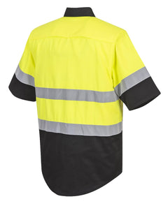 E067 Two Tone Short Sleeve ANSI Work Shirt Yellow/Black, X-Large