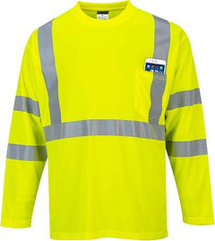 S191 Hi-Vis Long Sleeve Pocket T-Shirt Yellow Tall, Large