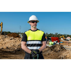 PW311 Men'S Hi Vis Safety T-Shirt, Reflective and Lightweight Class 1 Black/Yellow, 3X-Large