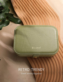 Travel Jewelry Box - Portable Case for Women (18 Crocodile Avocade Big)