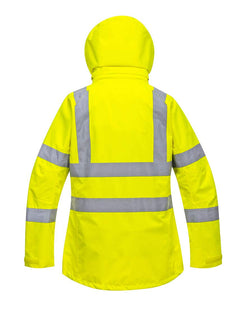 LW70 Women'S Hi Vis Waterproof Rain Jacket - Reflective Safety Workwear Jacket with Pockets and Hood Yellow, Medium