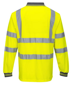 Hi-Vis Polo Shirtl/S Viz Visibility Reflective Safety Work Wear Top ANSI 3, Yellow, 5XL