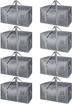 8-Pack Oversized Moving Bags with Reinforced Handles, Heavy-Duty Storage Tote for Clothes, Moving Supplies (Black, 8-Pack)