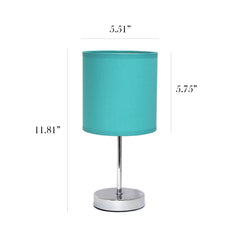 11.81" Basic Chrome Mini Table Lamp with Fabric Shade, Blue