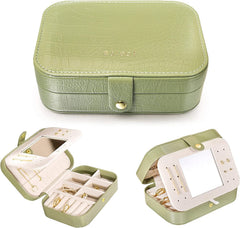 Travel Jewelry Box - Portable Case for Women (18 Crocodile Avocade Big)