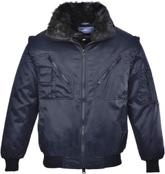 Pilot Jacket Bomber Work Wear Coat Heavyweight Aviator Protective Casual, Navy, Large