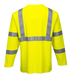FR96 FR Long Sleeve Safety Work T Shirt in Reflective Hi Vis ASTM ANSI, Large