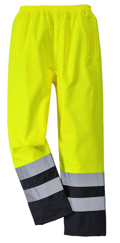 Hi-Vis 2-Tone Trouser Viz Work Cargo Work Pants Reflective Waterproof Rain ANSI E, Large