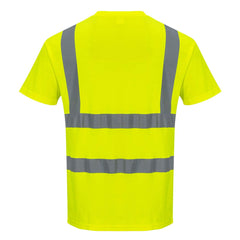 S170 Short Sleeve Cotton Safety Work T Shirt in Reflective Hivis ANSI, Yellow, X Large