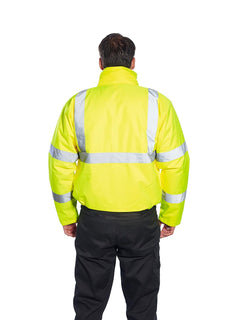 US363 Men'S Waterproof Hi Vis Reflective Two-Tone Bomber Jacket Yellow/Black Tall, Large