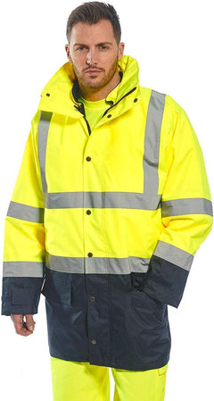 Hi-Vis 3In1 Premium Bomber JKT Viz Insulated Safety Visability Work Wear Rain ANSI 3