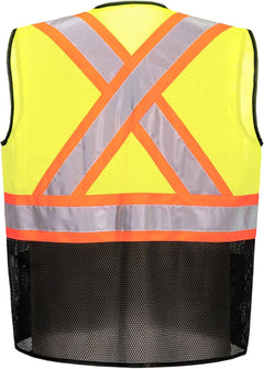 US395 Frisco Hi Vis X Back Contrast Executive Vest Black Mesh Safety Waistcoat Reflective High Visibility