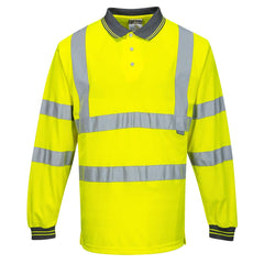 Hi-Vis Polo Shirtl/S Viz Visibility Reflective Safety Work Wear Top ANSI 3, Yellow, 5XL