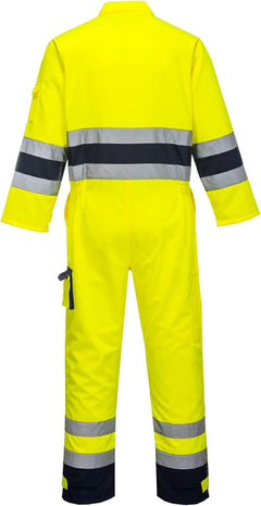 TX55 Nantes Hi Vis Coveralls - Reflective Safety Coveralls with Pockets ANSI Class 3 Yellow/Navy, Large