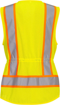 US392 Women'S Hi Vis Safety Work Vest with Reflective Tape Yellow, Medium